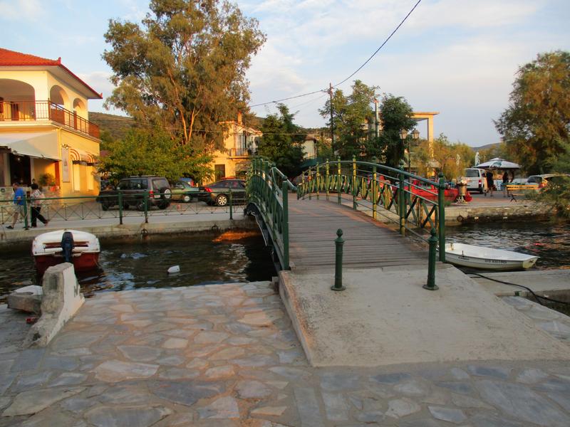 A bridge connects the two parts of the village