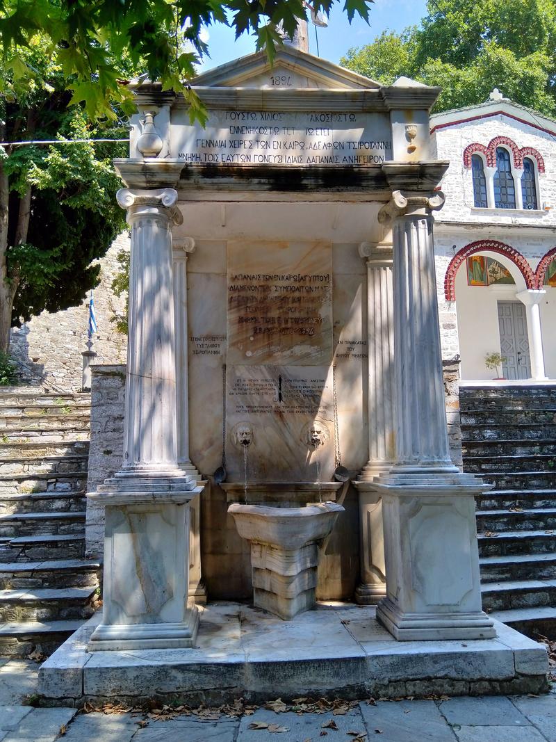 The marble fountain in the square of his village since 1894