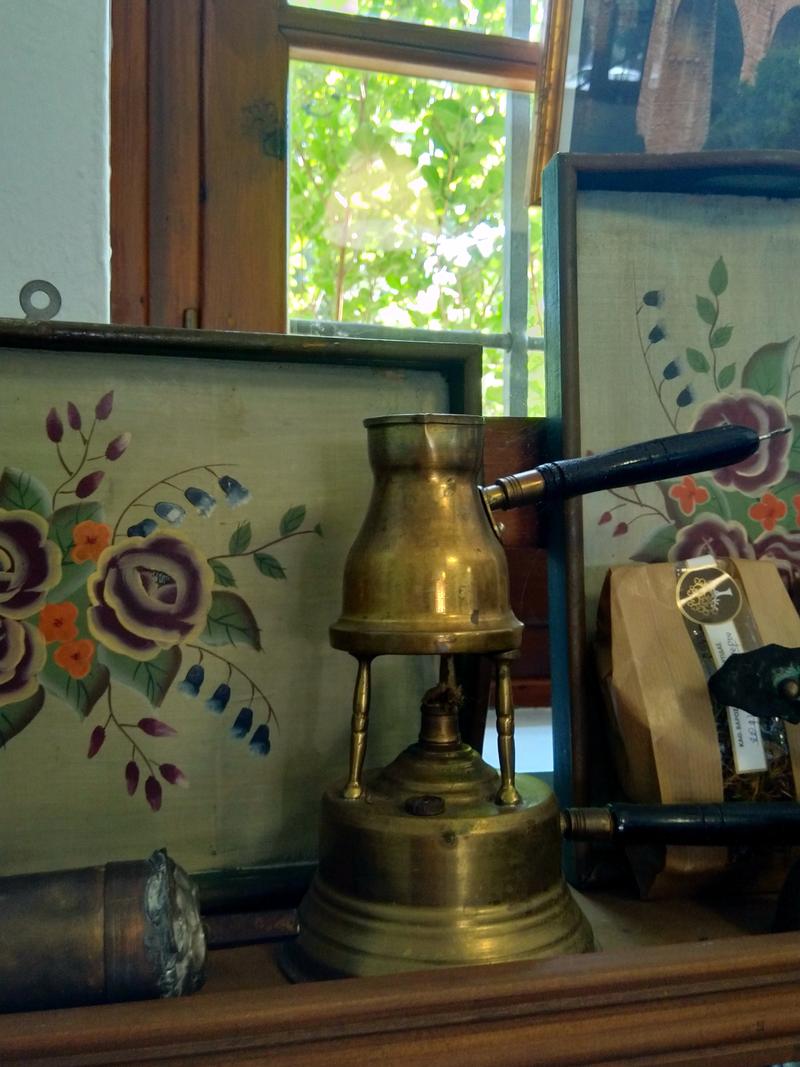 Traditional Greek coffee pot - exhibit of the women's cooperative of Vizitsa 'Esperides'